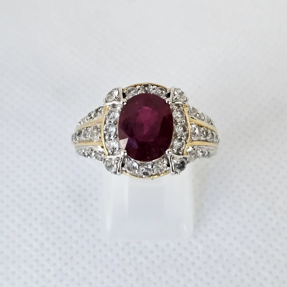 Victoria Wieck Ruby Ring Sterling Silver & 14K Yellow Gold Size 9.5! - Picture 7 of 12